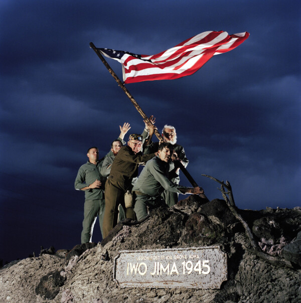 Brian Rupp, Brad Rupp, Bob Schramm, Jack Rupp and Stan Chisholm,
War Veterans, on the Iwo Jima Float for the 4th of July Parade, Ida Grove, Iowa