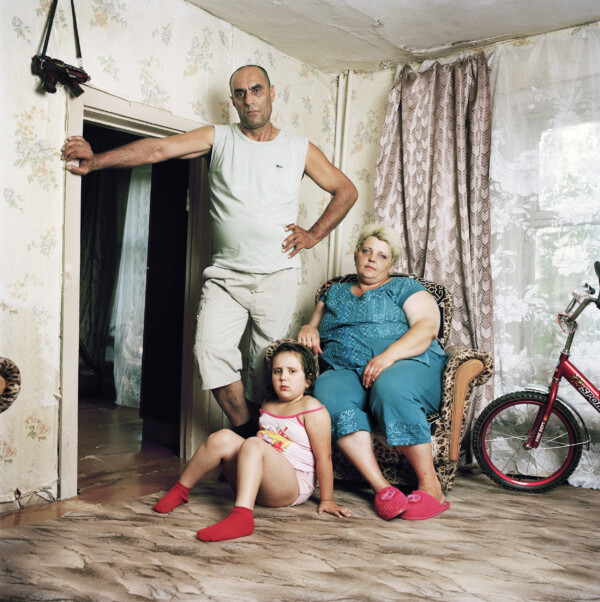 Avetik, Ludmila and Liana Nazaryan,
Inhabitants of a sinking house,
Yakutsk, Siberia, Russia